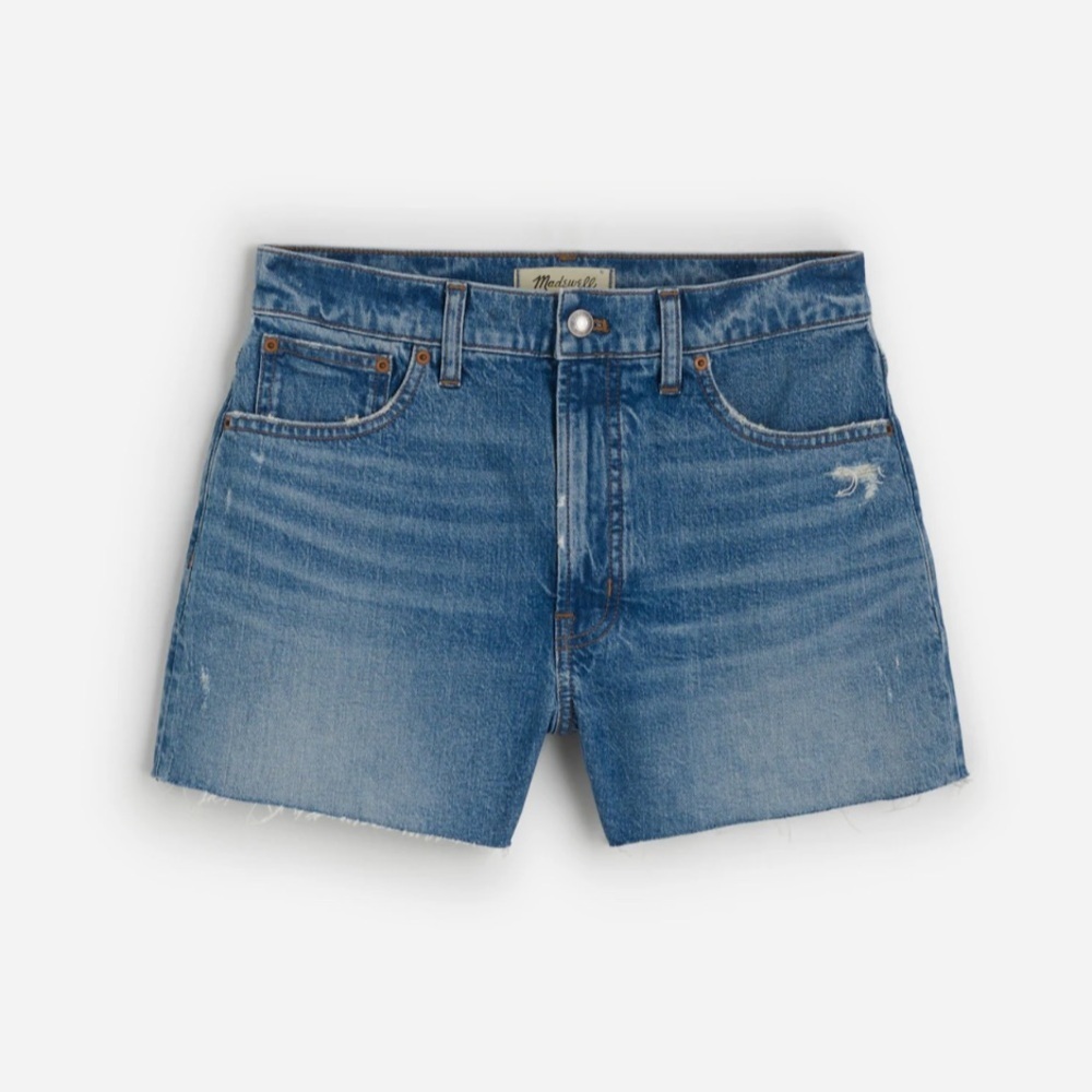 Madewell High Rise Denim Shorts Raw Hem Size 24